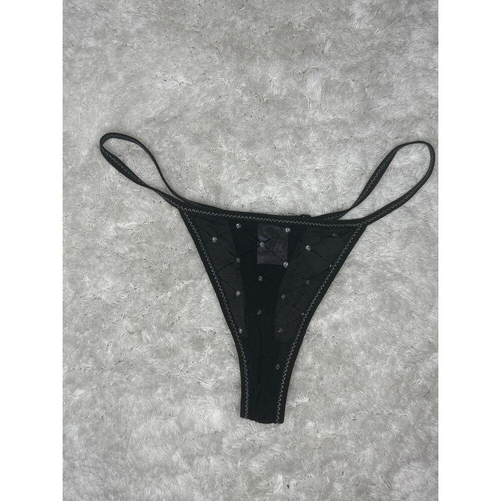 NWOT Pittsburgh Steelers Logo Black Sheer Mesh String Thong Size M Rare NFL
